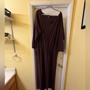Fabletics Cloud Jersey Off Shoulder Onesie - Size XXL Color: Oxblood Heather